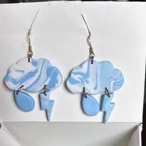 5 for $10 Blue and White Cloud Earrings